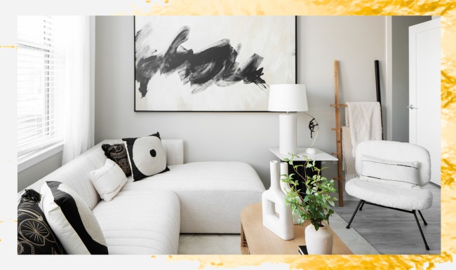 living room with ample seating and modern decor